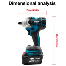1 Juego de Llave de Impacto Inalámbrica SUBY con Kit de 25 Accesorios para Herramientas Eléctricas, Apta para Reparaciones de Automóviles, Instalación de Andamios - Azul - Ver 3