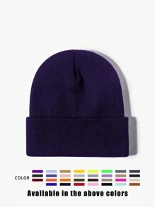 1pc Unisex Solid Color Knitted Hat, Y2K Style Outdoor Warm Beanie, Casual All-Match Winter Ski Cap Suitable For Daily Commute