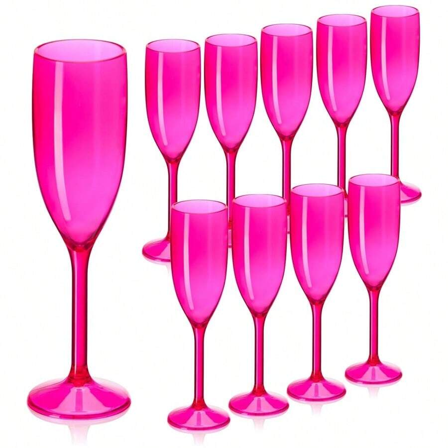 Reusable Transparent Plastic Wine Glasses, Wine Cups, Champagne Flutes