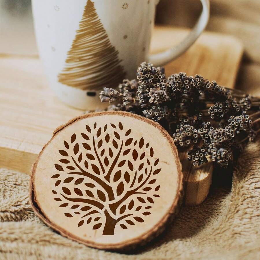 20 Pieces Reusable Tree Stencils 4 Inch Round Tree Of Life Stencil For