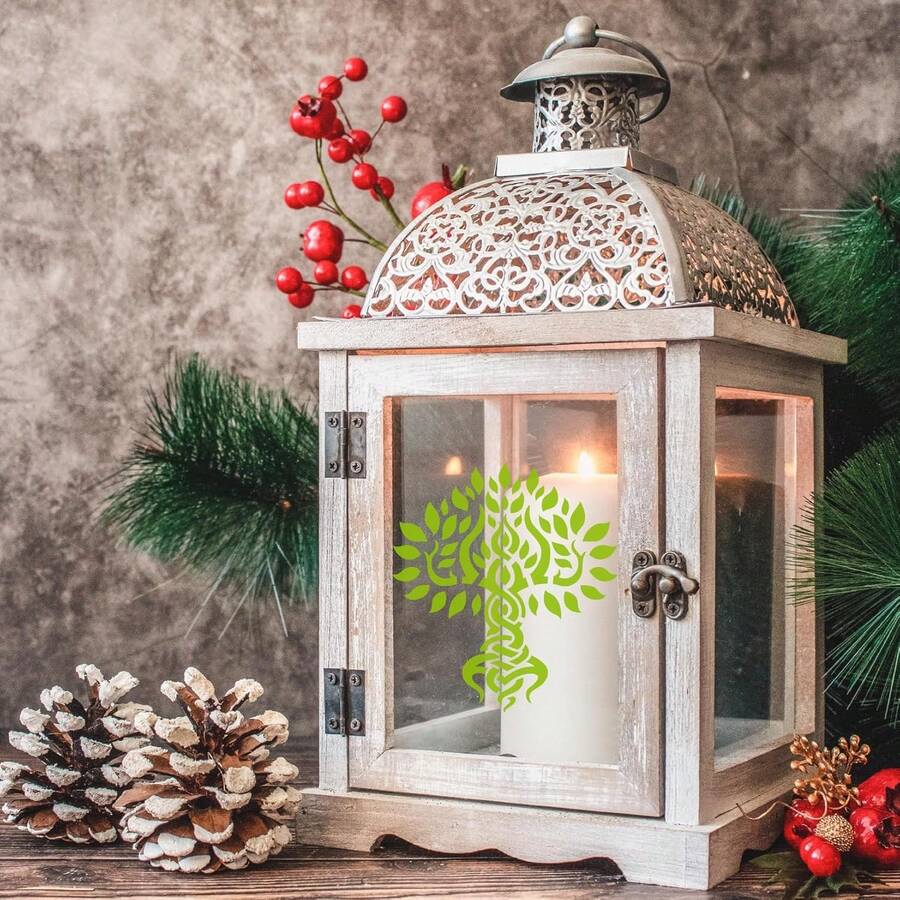 20 Pieces Reusable Tree Stencils 4 Inch Round Tree Of Life Stencil For