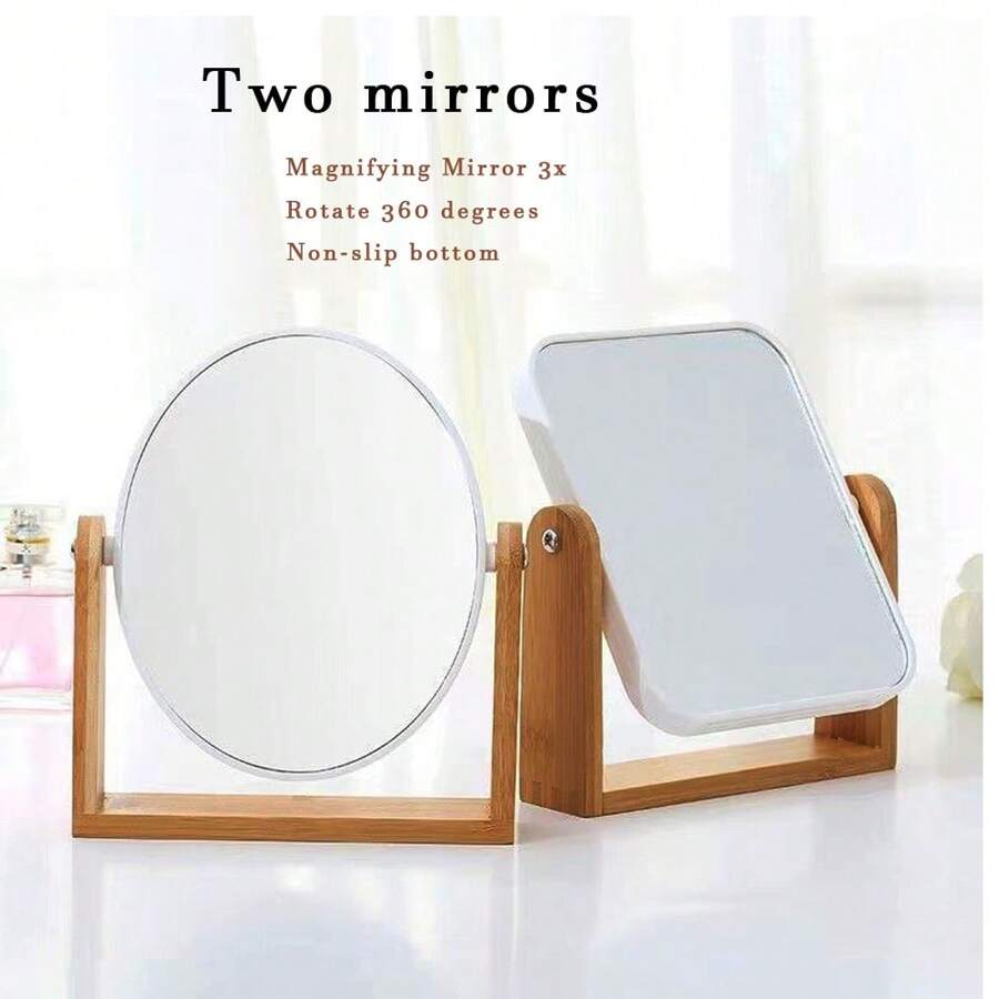 2-Sided 3X Magnifying Mirror, Simple Design Tabletop Vanity Mirror ...