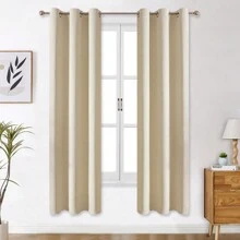 Panouri de perdele negre cu ochiuri, disponibile în opțiuni de 4/2/1 panouri, dimensiuni multiple, țesătură în 3 straturi de înaltă calitate, izolare termică și umbrire solară, potrivite pentru dormitor, sufragerie, sufragerie, bucătărie, dulap, culoare bej