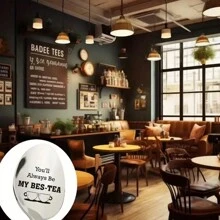 独特雕刻不锈钢茶匙 - 茶匙 - 送给女性的个性化友谊礼物，咖啡厅餐厅配件，带有衷心的信息“你永远是我的 BES-TEA