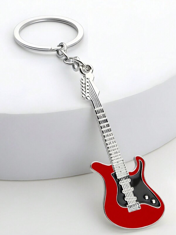 1pc Musical Instrument Pendant Event Gift Bag Decoration Metal Guitar Keychain Rock Band Keyring Music Instrument Ornament Car Accessories Bag Charm Backpack For School
