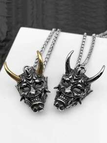 1件钛钢项链 男士复古三色斯巴达勇士面具吊坠项链 暗黑风格小众设计 适合日常佩戴 - 斯巴達勇士項鍊 - 查看 11