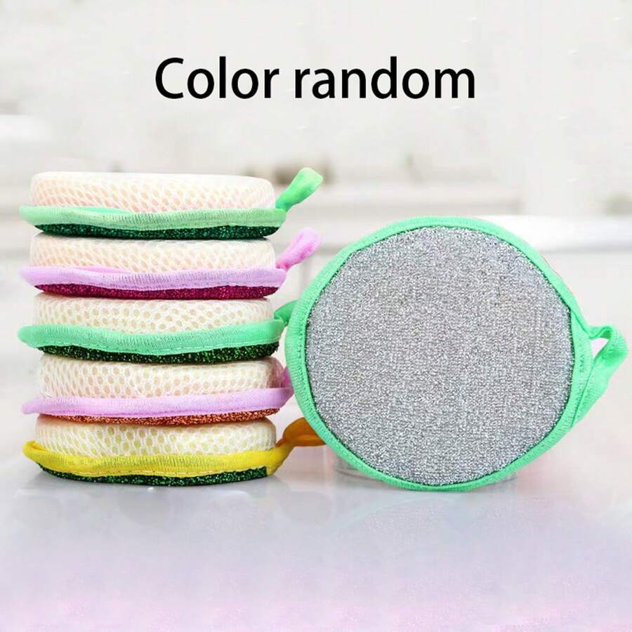 5件装双面洗碗海绵刷锅刷碗刷厨房家用洗碗巾去油污去污强力洗碗布 - 黃色 - 查看 1