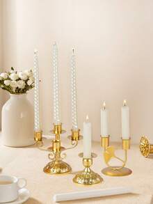 1 件浪漫欧式家居烛光晚餐婚礼装饰，锥形烛台金属烛台，房间装饰，家居装饰现代铁制烛台，适合浪漫婚礼晚餐和派对装饰 - 高烛台，哥特式设计，适合家居和万圣节，礼物 - 彩色 - 查看 3