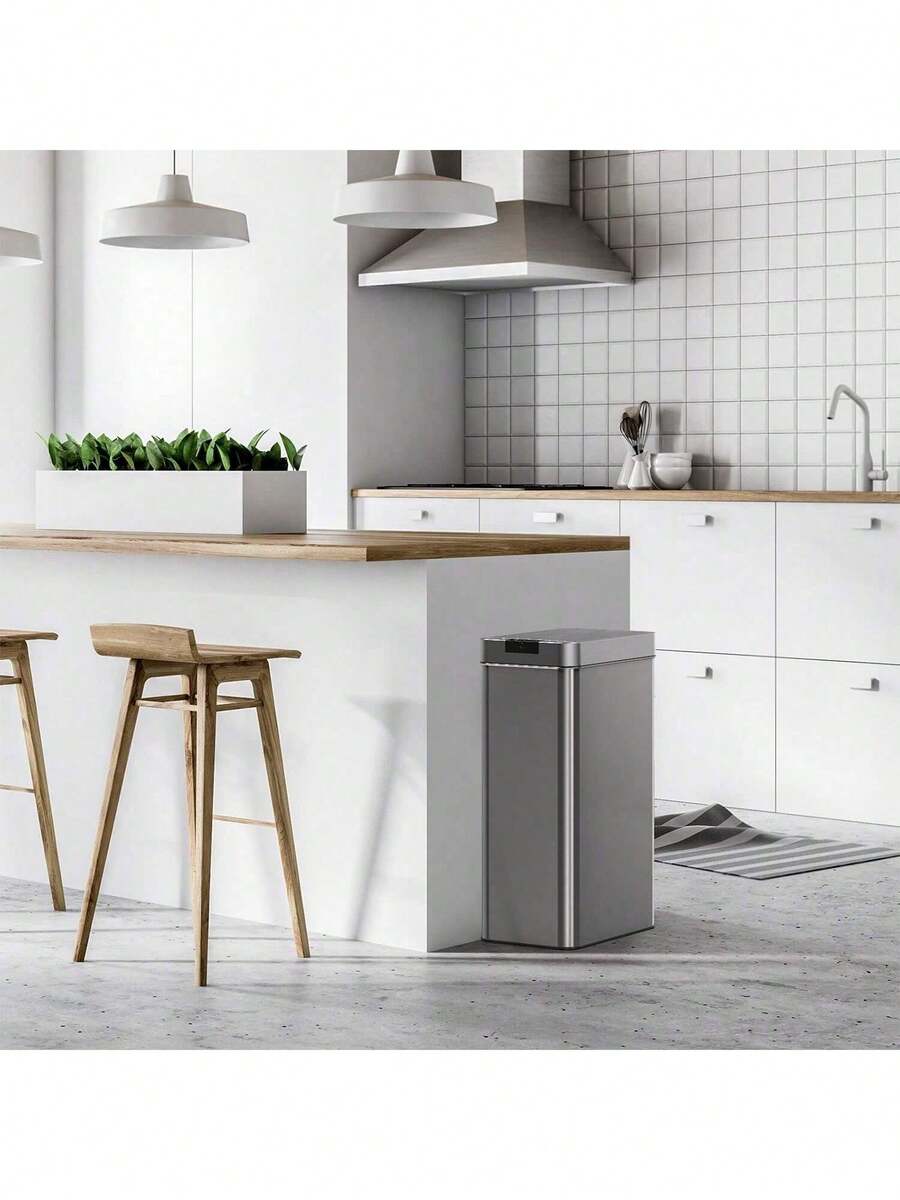 13 Gallon Automatic Trash Can For Kitchen Stainless Steel Garbage Can