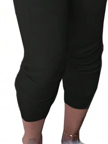 Bộ đồ thường ngày mùa thu cho nữ, áo nỉ trùm đầu dài tay có khóa kéo và quần dài - màu đen - Xem 6