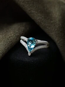 1 chiếc nhẫn Maria Ocean Blue phong cách thiết kế của Saint, nhẫn bạc Sterling dành cho nữ, phụ kiện thời trang tối giản thanh lịch cho trang phục công sở hàng ngày - phong cách 1 - Xem 8
