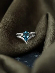 1 chiếc nhẫn Maria Ocean Blue phong cách thiết kế của Saint, nhẫn bạc Sterling dành cho nữ, phụ kiện thời trang tối giản thanh lịch cho trang phục công sở hàng ngày - phong cách 1 - Xem 4