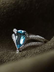1 chiếc nhẫn Maria Ocean Blue phong cách thiết kế của Saint, nhẫn bạc Sterling dành cho nữ, phụ kiện thời trang tối giản thanh lịch cho trang phục công sở hàng ngày - phong cách 1 - Xem 6