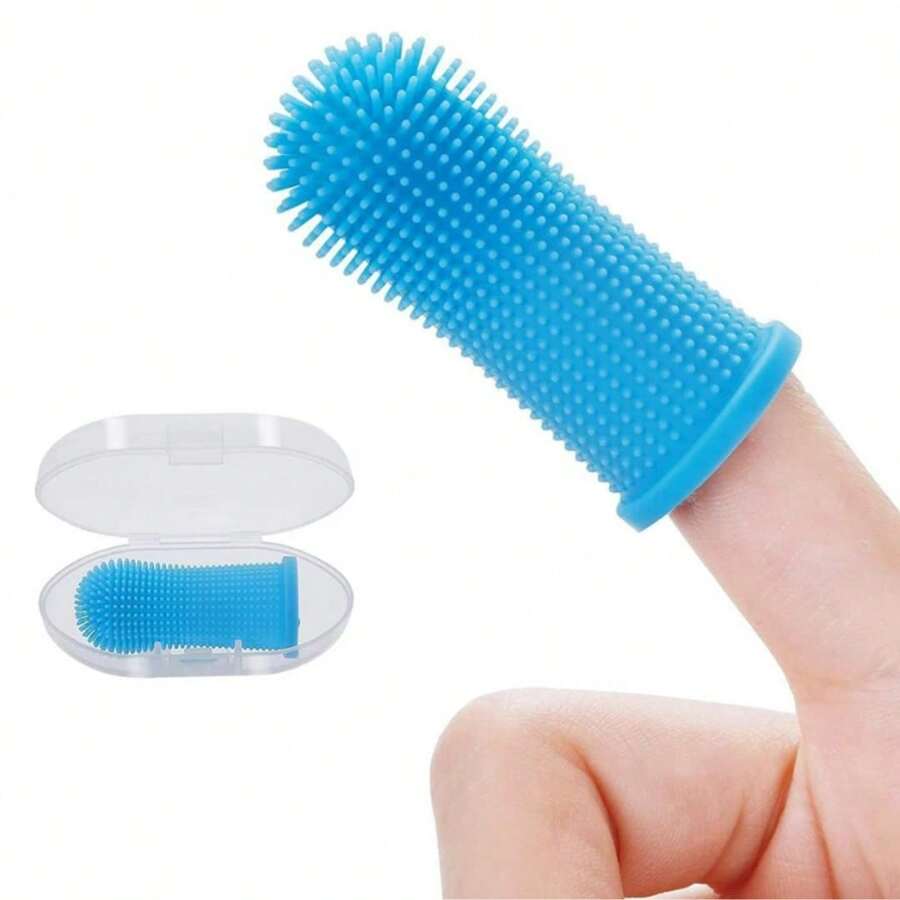 360° Pet Finger Toothbrush Kit Silicone BPA Free With Case Cleaning