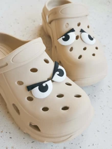 Bộ 4 món - Đồ trang trí mắt dễ thương, vui nhộn, kỳ quặc, có thể tạo kiểu theo nhiều cách, phù hợp với dép xăng đan, dép lê, v.v. Một món quà quyến rũ (Không bao gồm giày) - Đen và trắng - Xem 2