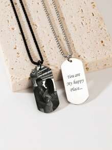 1pc Personalized Couple Necklace - Unique Design With Custom Engraved Color Photos, Stainless Steel Chain, Heartfelt Family Jewelry - The Perfect Romantic Valentine's Day Gift For Your Couple,Glow & Grace