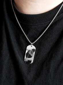 1pc Personalized Couple Necklace - Unique Design With Custom Engraved Color Photos, Stainless Steel Chain, Heartfelt Family Jewelry - The Perfect Romantic Valentine's Day Gift For Your Couple,Glow & Grace