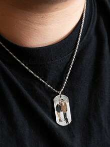 1pc Personalized Couple Necklace - Unique Design With Custom Engraved Color Photos, Stainless Steel Chain, Heartfelt Family Jewelry - The Perfect Romantic Valentine's Day Gift For Your Couple,Glow & Grace