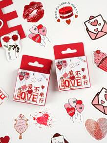 46pcs Love Stickers Set Mini Red Heart Romantic Decoration Adhesive For Album Diary Gift Seal, Valentine's Day Wedding Supplies - Red - View 3