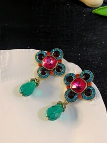 1 đôi Châu Âu và Châu Mỹ Đúng mốt , Tuyệt đẹp , Retro , Medieval , Và Phong cách hiện đại Mạ vàng Pha lê Và Đầy màu sắc Đá quý Kim loại Dangle Hoa tai , Thích hợp Đối với Của phụ nữ Mặc hàng ngày , Món quà , Và Phụ kiện trang sức - Đầy màu sắc - Xem 12
