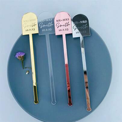 Personalised Drink Stirrers Wedding Decorations Bachelorette Party Cocktail Stirrer Swizzle Decorations Stylish,Adorable,High-Quality Custom,Personalized,Unique Ideal Gifts For Her Boyfriend,Girlfriend,Dad,Mom,Family,Friends,Son,Daughter,School Students,Kids For Anniversaries,For Birthdays School,Office,Home,SummerHoliday,Party Top