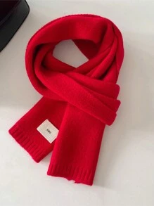 1st 2024 Herfst/Winter Koreaanse Stijl Gebreide Sjaal Voor Vrouwen, Effen Kleur, Warm, Unisex, Dikke Nekwarmer