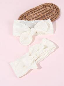 2pcs Beige Headbands For Baby Adorable Hair Bow Hairbands For Toddler Infant Newborn Elastic Nylon Hair Bands Soft Stretchy Baby Headband Kids Baby Hair Accessories - Multicolor - View 8