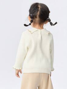Balabala Baby Girl Cartoon Embroidery Ruffle Trim Casual Versatile Long Sleeve Sweatshirt