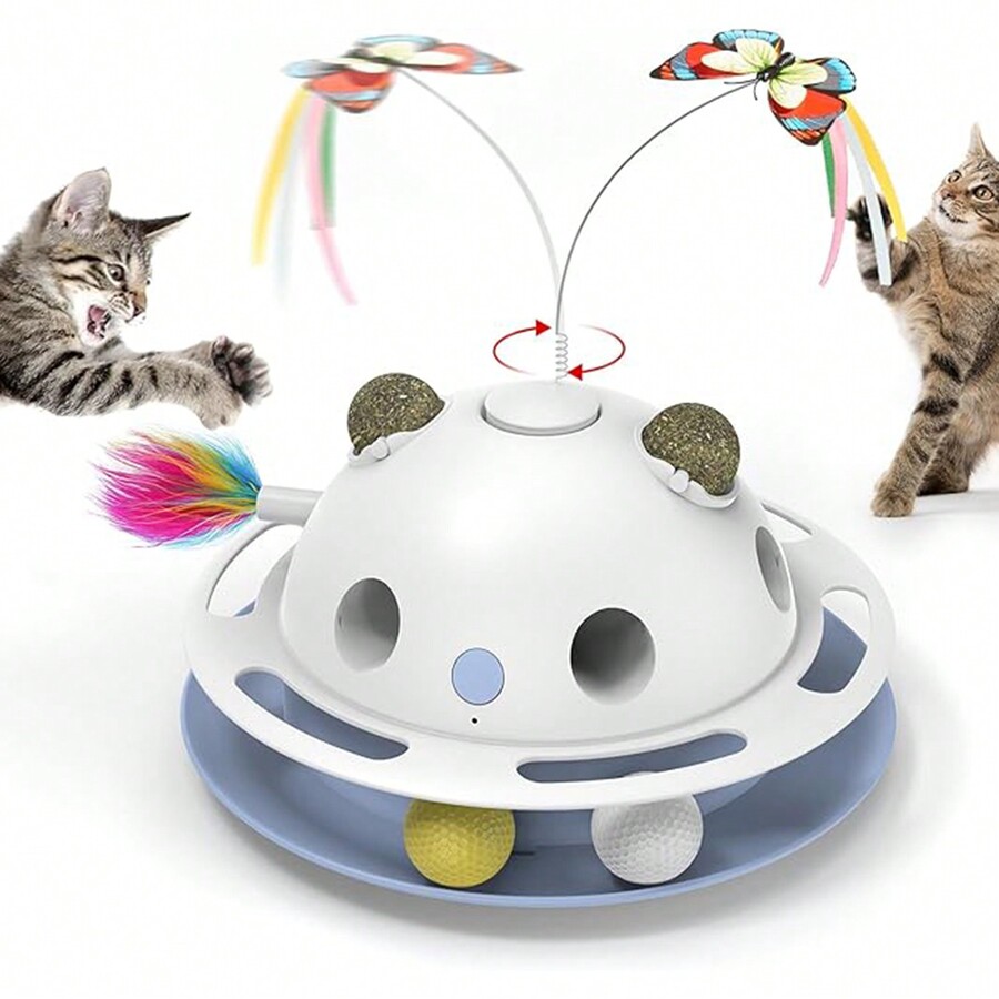 Interactive 4In1 Cat Toy With Fluttering Butterfly, Ambush Moving