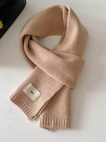 1st 2024 Herfst/Winter Koreaanse Stijl Gebreide Sjaal Voor Vrouwen, Effen Kleur, Warm, Unisex, Dikke Nekwarmer