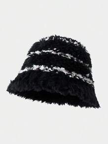 1 szt. Damska jednokolorowa, prążkowana, polarowa czapka typu bucket, gruba ochrona uszu, zimowa, ciepła, dzianinowa czapka, swobodna, elegancka, retro, uliczna, modna, uniwersalna czapka, odpowiednia na zewnątrz, na narty, w podróż, na imprezę i do codziennego użytku - MM1833 - Zobacz 3