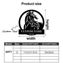 1pc Personalized Iron Metal Horse Farm Wall Art With Customized Nameplate, Farmhouse Decoration For Living Room Or Office Gifts Birthday Graduation - Multicolor - View 8