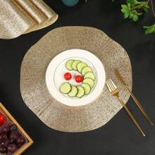 4 Stücke/6 Stücke/8 Stücke runde PVC metallisch geprägte hitzebeständige Platzsets, waschbare Tischsets für Restaurant Hotel Party Dekoration