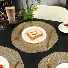 4 Stücke/6 Stücke/8 Stücke runde PVC metallisch geprägte hitzebeständige Platzsets, waschbare Tischsets für Restaurant Hotel Party Dekoration