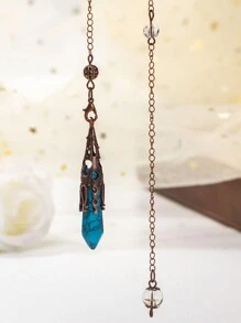 1 件仿古黄铜天然石切割水晶柱灵魂吊坠，复古宫廷风格，时尚配饰，节日礼物 - 古銅色靈擺 - 查看 12