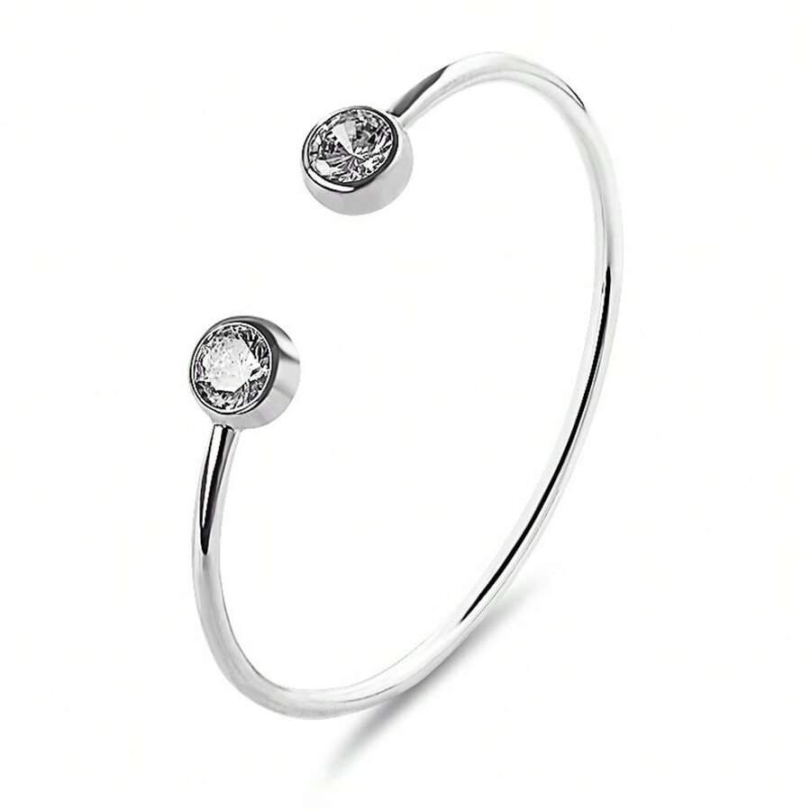 1 chiếc vòng tay bằng thép không gỉ, phong cách tối giản với đá Zirconia, thích hợp để đeo hàng ngày và những dịp đặc biệt, một món quà hoàn hảo cho người thân yêu của bạn - nhiều màu - Xem 1