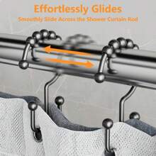 12 piezas de ganchos y anillas de metal negro para cortinas de ducha, decorativos y sencillos, resistentes al agua y al óxido, aptos para baño, dormitorio, cocina, patio y armario, decoración de baño de verano - Negro - Ver 7