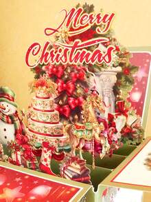 1 tấm thiệp chúc mừng cây thông Noel màu đỏ và người tuyết 3D kèm phong bì - Lời chúc mừng lễ hội và lời chúc mừng năm mới, hoàn hảo cho gia đình và bạn bè - Nhiều màu - Xem 2