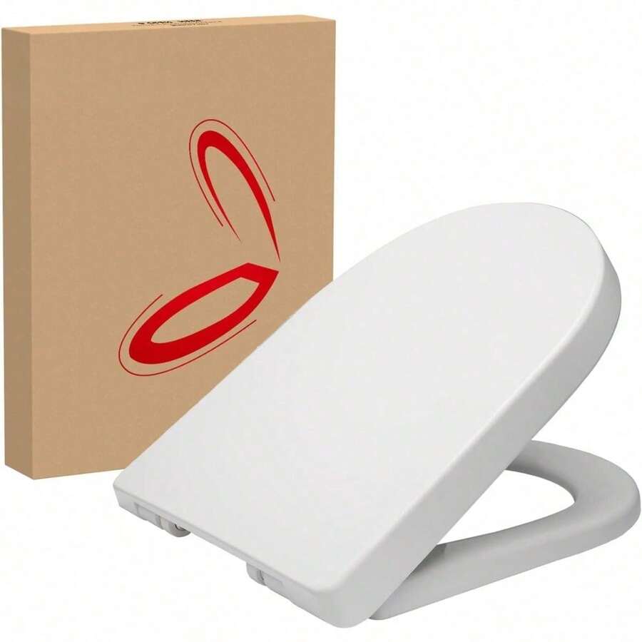 Shape White Toilet Seat, Soft Close Adjustable Hinge Quick Release Top