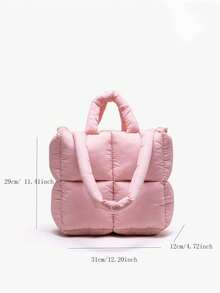 女士高端绗缝软垫大容量手提包，2024年新款秋冬百搭腋下单肩包 - 粉色 - 查看 8