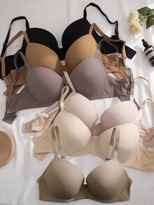 6 chiếc áo ngực hở lưng có gọng trang trí màu trơn dành cho nữ - Nhiều màu - Xem 2