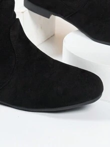 Fall/Winter Women Fashion Round Toe Mid-Calf Boots Flat Suede Lace-Up Short Booties,Fashion Match Leggings - Black - View 6