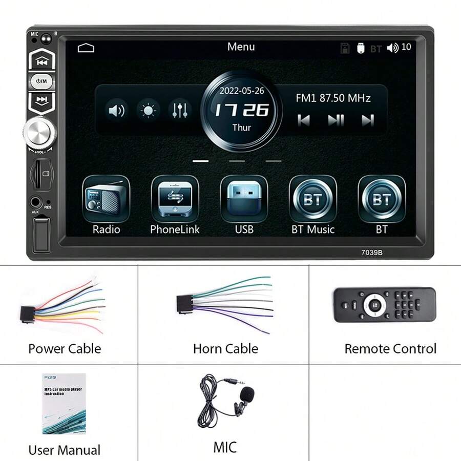 Apple CarPlay Head Unit Single Din Touchscreen Car Stereo Android Auto