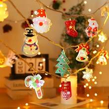 1 dây đèn LED Giáng sinh quyến rũ - Ông già Noel, Người tuyết, v.v. - Hoàn hảo để trang trí trong nhà, tiệc tùng và không khí phòng ngủ [Không có pin] Quà tặng tốt nhất - Nhiều màu - Xem 2