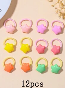 10/12pcs Kids Cartoon Thumbprint Hair Ties, Durable Elastic Hair Bands For Ponytails, Suitable For School, Outdoor, Parties, Back To School Gift - Multicolor - View 14