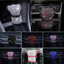 1 pieza Funda universal de palanca de cambios PU con decoración de diamantes de imitación de cristal, elegante funda antipolvo para pomo de cambios de interior de automóvil, accesorio de vehículo de moda - Unitalla - Ver 13