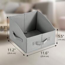 1 件储物盒用于架子织物衣柜整理箱带手柄梯形容器箱用于衣服玩具毛巾书 - 淺灰色 - 查看 13