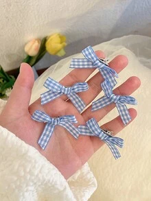 20件/套女士格纹蝴蝶结鳄鱼皮发夹刘海发夹，优雅侧刘海夹发饰，甜美可爱的户外发型装饰，适合日常使用。（包装卡仅供摄影使用，产品无卡片包装） - 彩色 - 查看 6