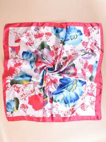 1 件女士时尚彩色花卉印花围巾，休闲防晒头巾，大号方形围巾 - 彩色 - 查看 11