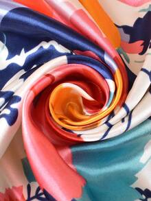 1 件女士时尚彩色花卉印花围巾，休闲防晒头巾，大号方形围巾 - 彩色 - 查看 12